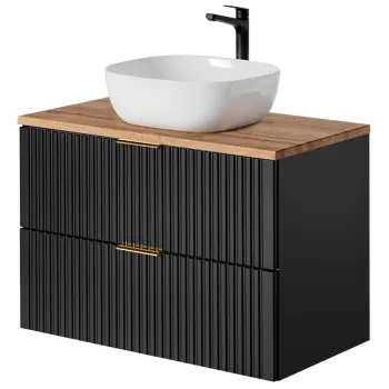 Set mobilier baie, dulap cu lavoar, 80 cm Wotan Un 6252, Adel Black, Comad, MDF/PAL laminat, negru mat ade7 imagine