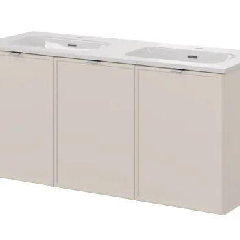 Set mobilier baie, dulap cu lavoar dublu, 120 cm, Bella Cashmere, Comad, MDF/PAL laminat, casmir mat e1f1 imagine