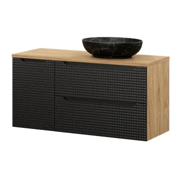Set mobilier baie, dulap dublu cu lavoar, 120 cm Mona, Luxor Black, Comad, MDF/PAL laminat, negru mat/stejar f46b imagine