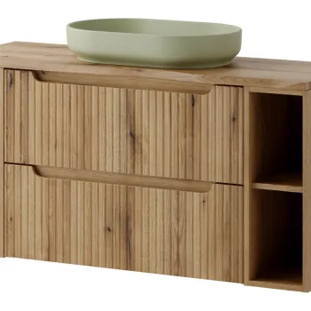 Set mobilier baie, dulap dublu cu lavoar, 120 cm, Nova Coast Evoke Oak, Comad, MDF/PAL laminat, stejar coast evoke 9038 imagine