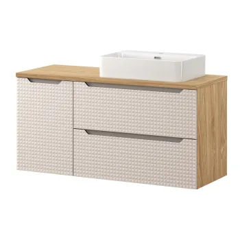 Set mobilier baie, dulap dublu cu lavoar, 120 cm S Un Trust , Luxor Beige, Comad, MDF/PAL laminat, stejar 067e imagine