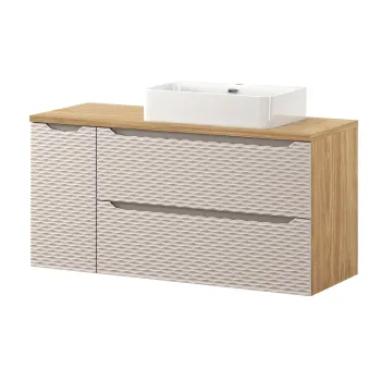 Set mobilier baie, dulap dublu cu lavoar, 120 cm S Un Trust , Ocean Beige, Comad, MDF/PAL laminat, stejar 03b5 imagine