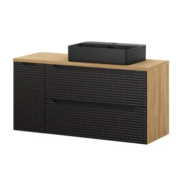 Set mobilier baie, dulap dublu cu lavoar, 120 cm Trust, Luxor Black, Comad, MDF/PAL laminat, negru mat/stejar dd54 imagine