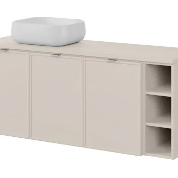 Set mobilier baie, dulap dublu cu lavoar, 140 cm Un Nika, Bella Cashmere, Comad, MDF/PAL laminat, casmir mat 78e2 imagine