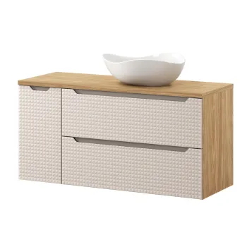 Set mobilier baie, dulap dublu cu lavoar, 90 cm Cloud, Luxor Beige, Comad, MDF/PAL laminat, stejar daa6 imagine