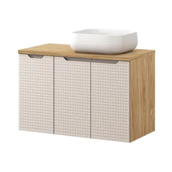 Set mobilier baie, dulap dublu cu lavoar, 90 cm D Un Nika, Luxor Beige, Comad, MDF/PAL laminat, stejar 51fa imagine
