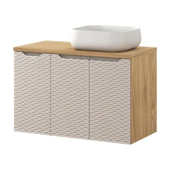 Set mobilier baie, dulap dublu cu lavoar, 90 cm D Un Nika, Ocean Beige, Comad, MDF/PAL laminat, stejar e2b9 imagine