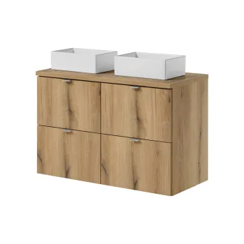 Set mobilier baie, dulap dublu si 2 lavoare, 100 cm S Un Gaja, Nova Oak, Comad, PAL laminat, stejar coast evoke 71f4 imagine
