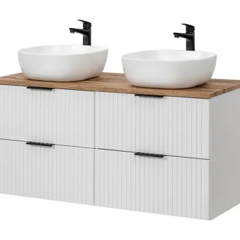 Set mobilier baie, dulap dublu si 2 lavoare, 120 cm, Adel White, Comad, MDF/PAL laminat, alb mat 08bd imagine