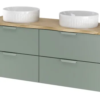 Set mobilier baie, dulap dublu si 2 lavoare, 120 cm Beyond, Aster Green Cremona, Comad, MDF/PAL laminat, verde mat fb58 imagine