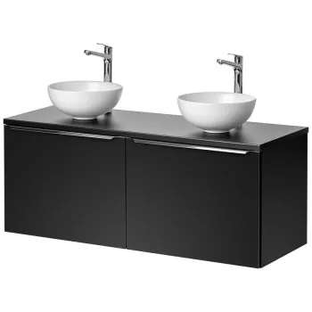 Set mobilier baie, dulap dublu si 2 lavoare, 120 cm Domi, Santa Fe Black, Comad, MDF/PAL laminat, negru mat 4ba4 imagine