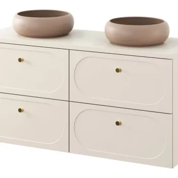 Set mobilier baie, dulap dublu si 2 lavoare, 120 cm, Donna Sand, Comad, MDF/PAL laminat, nisipiu b701 imagine