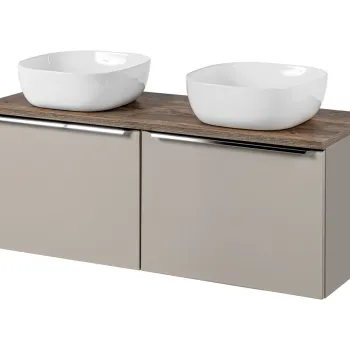 Set mobilier baie, dulap dublu si 2 lavoare, 120 cm, Santa Fe Taupe, Comad, MDF/PAL laminat, gri/stejar santa fe vintage ad8a imagine