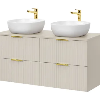 Set mobilier baie, dulap dublu si 2 lavoare, 120 cm Smile, Adel Cashmere, Comad, MDF/PAL laminat, casmir mat 50ec imagine