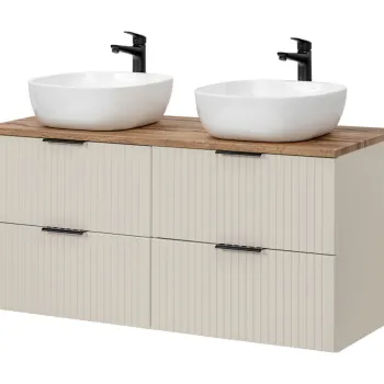 Set mobilier baie, dulap dublu si 2 lavoare, 120 cm Wotan Smile, Adel Cashmere, Comad, MDF/PAL laminat, casmir mat 10b3 imagine