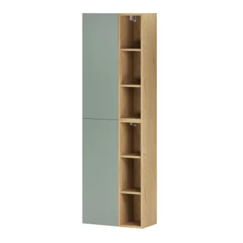 Set mobilier baie, dulap inalt cu usi si rafturi, 2SP 2UR, Aster Green, Comad, PAL laminat, verde mat/stejar cremona 81e3 imagine