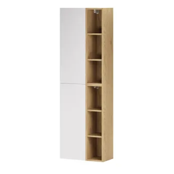 Set mobilier baie, dulap inalt cu usi si rafturi, 2SP 2UR, Aster White, Comad, PAL laminat, alb mat/stejar cremona fae3 imagine