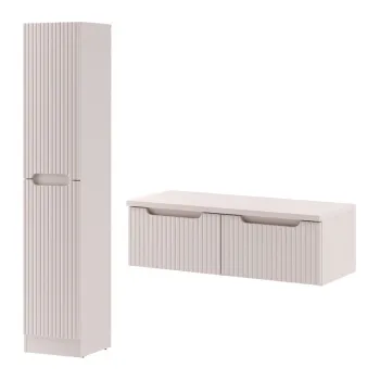 Set mobilier baie Nova Cashmere 100 cm, dulap inalt si masca dubla lavoar, Comad, MDF/PAL, casmir e672 imagine