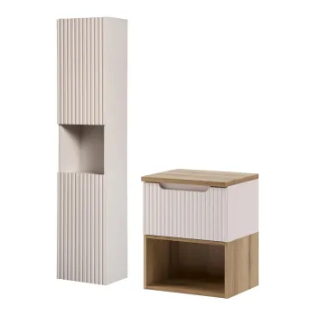 Set mobilier baie Nova Cashmere 50 cm, dulap inalt si masca lavoar, Comad, MDF/PAL, casmir 04a1 imagine
