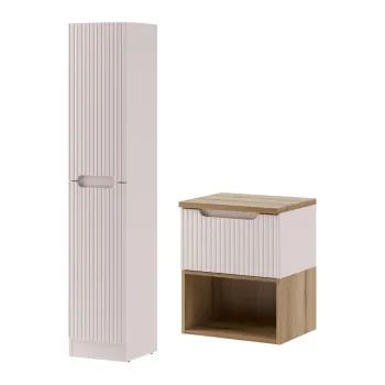 Set mobilier baie Nova Cashmere 50 cm LR HCLB, dulap suspendat si masca cu lavoar, Comad, MDF/PAL, casmir 3525 imagine