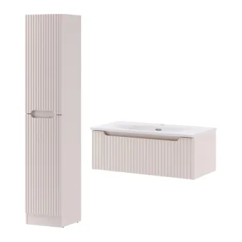 Set mobilier baie Nova Cashmere 80 cm, dulap inalt si masca cu lavoar, Comad, MDF/PAL, casmir f13d imagine