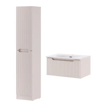 Set mobilier baie Nova Cashmere Sky 60 cm, dulap inalt si masca cu lavoar, Comad, MDF/PAL, casmir f023 imagine