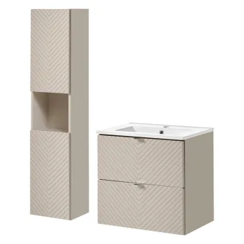 Set mobilier baie Viva Cashmere Dance 60 cm, dulap inalt si masca cu lavoar, Comad, MDF/PAL, casmir 70b7 imagine