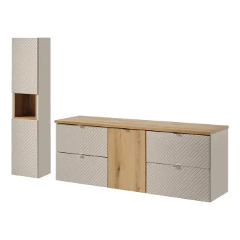 Set mobilier baie Viva Cashmere Lola 160 cm, dulap inalt si masca dubla lavoar, Comad, MDF/PAL, casmir 8ed5 imagine