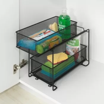 Suport depozitare pentru dulap, Wenko, Gioma, 2 rafturi, 35 x 18.5 x 33.5 cm, metal, negru f18c imagine