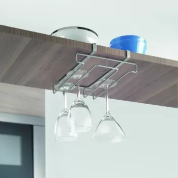 Suport pahare pentru dulap My Glass, Metaltex, 28 x 20 cm, inox/invelis Polytherm, argintiu af16 imagine