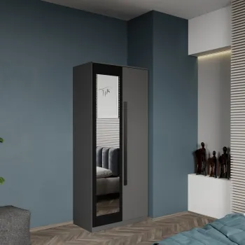 Dulap 2 usi Gri+Oglinda 83 x 192.5 cm - Dallas 2164 imagine