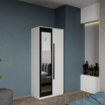 Dulap dormitor 2 usi Alb+oglinda 83 x 192.5 cm - Dallas 8434 imagine