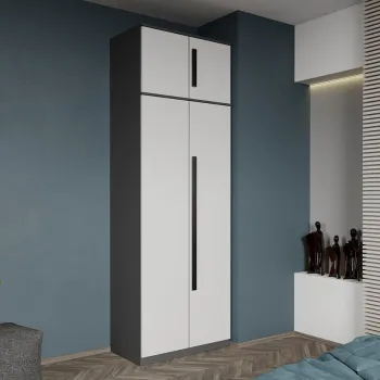 Dulap dormitor 2 usi Gri cu Alb 83 x 240,3 cm - Dallas afbb imagine