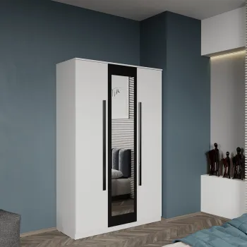 Dulap dormitor 3 usi Alb+Oglinda 124 x 192.5 cm - Dallas bd2b imagine