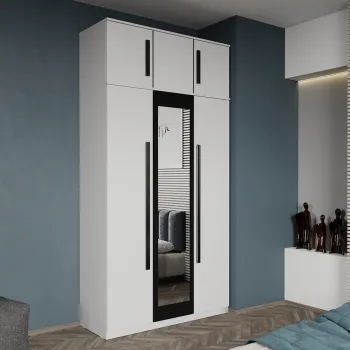 Dulap dormitor 3 usi Alb+Oglinda 124 x 240,3 cm - Dallas 1d4f imagine