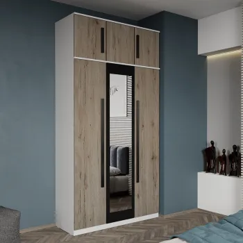 Dulap dormitor 3 usi San Remo+Oglinda 124 x 240,3 cm- Dallas 3c19 imagine