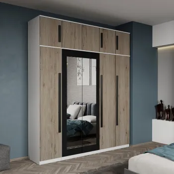 Dulap dormitor 5 usi San Remo + oglinda 205,4 x 240,3 cm - Dallas 2828 imagine