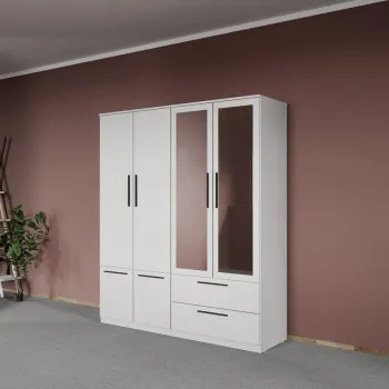 Dulap dormitor Alb 4U cu oglinda - Madrid 659e imagine