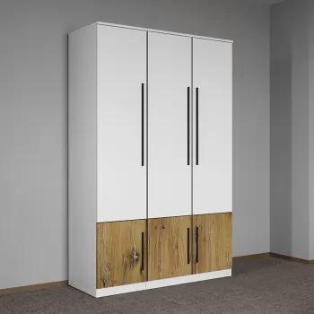 Dulap dormitor Alb cu Flagstaff Oak 124 x 192,5 cm - Sidney 7649 imagine