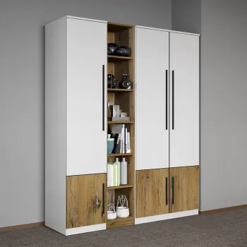 Dulap dormitor Alb cu Flagstaff Oak 152 x 192,5 cm - Sidney 0d22 imagine