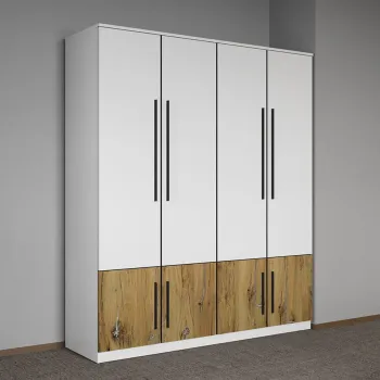 Dulap dormitor Alb cu Flagstaff Oak 164,4 x 192,5 cm - Sidney 52e6 imagine