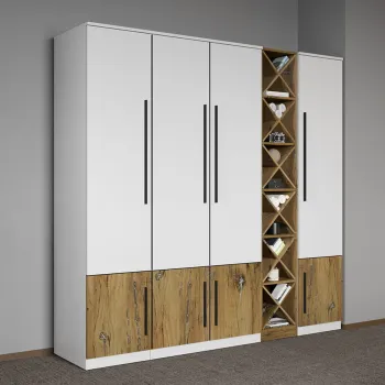 Dulap dormitor Alb cu Flagstaff Oak 193 x 192,5 cm - Sidney d5e4 imagine