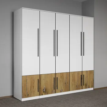 Dulap dormitor Alb cu Flagstaff Oak 205,4 x 192,5 cm - Sidney 4fe8 imagine