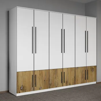 Dulap dormitor Alb cu Flagstaff Oak 247,4 x 192,5 cm - Sidney 9613 imagine