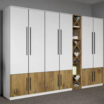 Dulap dormitor Alb cu Flagstaff Oak 275.4 x 192.5 cm - Sidney ef94 imagine