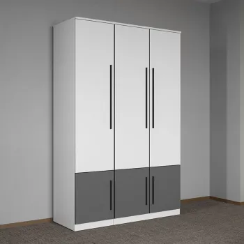 Dulap dormitor Alb cu Gri 124 x 192,5 cm - Sidney 6a3d imagine