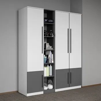 Dulap dormitor Alb cu Gri 152 x 192,5 cm - Sidney b528 imagine