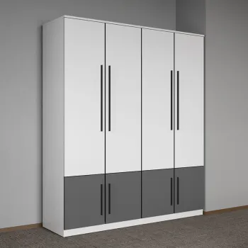 Dulap dormitor Alb cu Gri 164,4 x 192,5 cm - Sidney df2a imagine