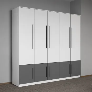 Dulap dormitor Alb cu Gri 205,4 x 192,5 cm - Sidney a92a imagine