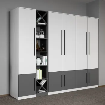 Dulap dormitor Alb cu Gri 233,4 x 192,5 cm - Sidney e94b imagine
